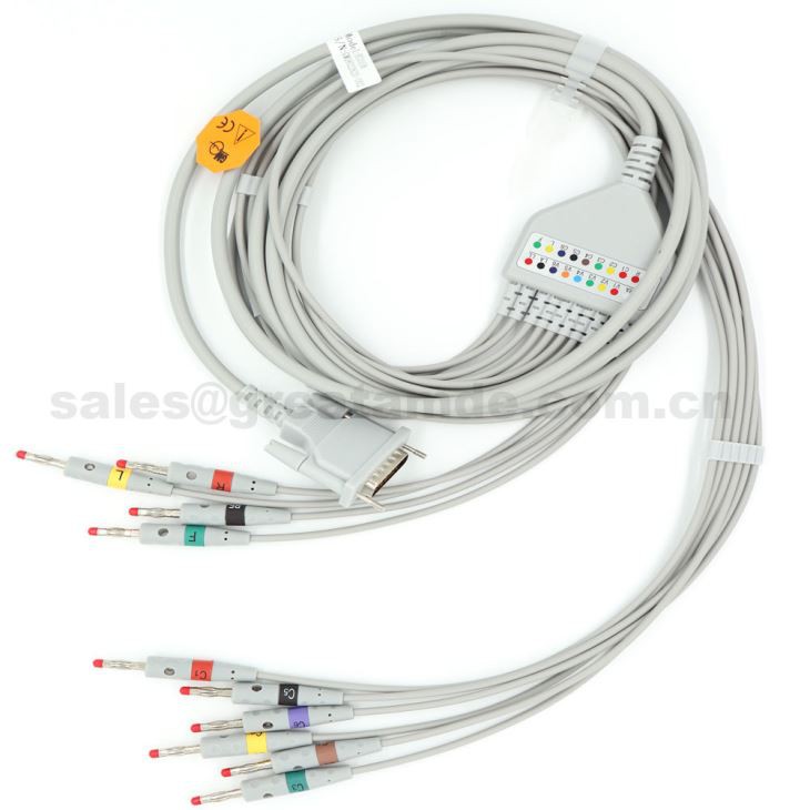 Kompatibel Schiller AT-1 10 Lead EKG kabel dengan IEC pisang 4.0 Leadwires