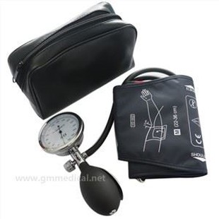Manset Tekanan Darah Manual Dewasa, Manset Tabung Tunggal Dengan Pengukur Tekanan Dan Bola Inflasi Biru Tua.