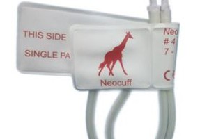 Neonate # 4 Cuff Sekali Pakai, 7,0-13cm Arm Circumference, Putih Dengan Merah, Dual Tube