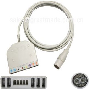 Gunakan dengan Lohmeier 98.060.120 / A Multi-Parameter Trunk Cable (IBP * 2, Temperatur * 2, 5-lead EKG, Spo2)