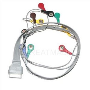 Kompatibel EDAN Holter/recoder SE-2003/SE-2012 10-lead Ecg Holter Cable Snap Type
